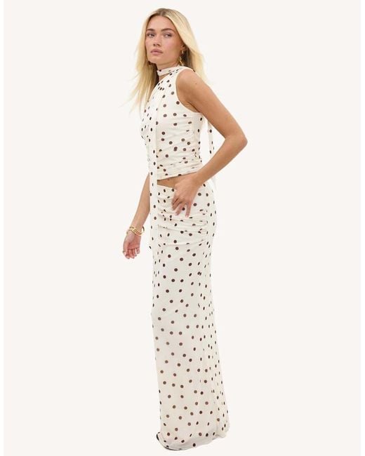 Loavies White Enchanted Hideaway Off- Maxi Skirt With Polka Dots