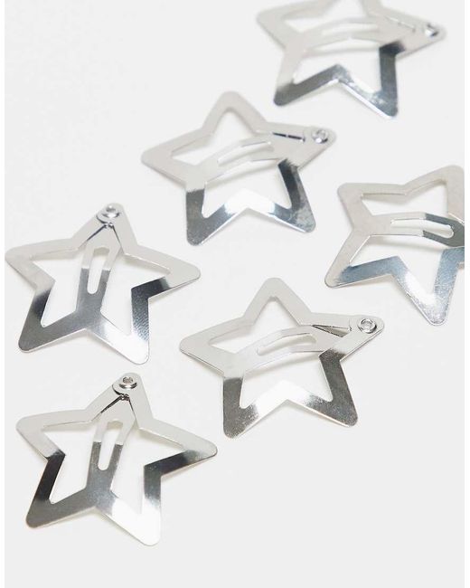 Pieces White 6 Pack Star Hair Clips