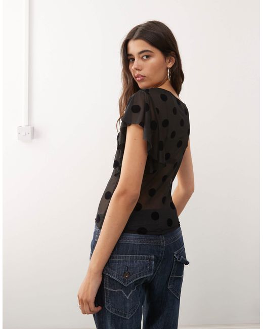Collusion Black One Sleeve Mesh Top