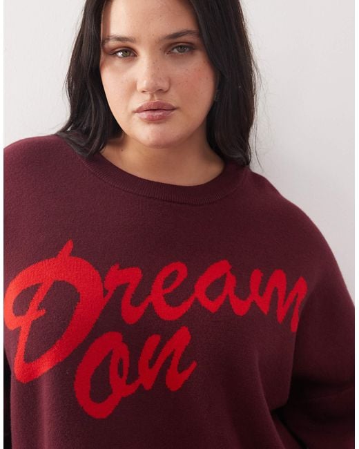 Noisy May Red Crew Neck Boxy Knit