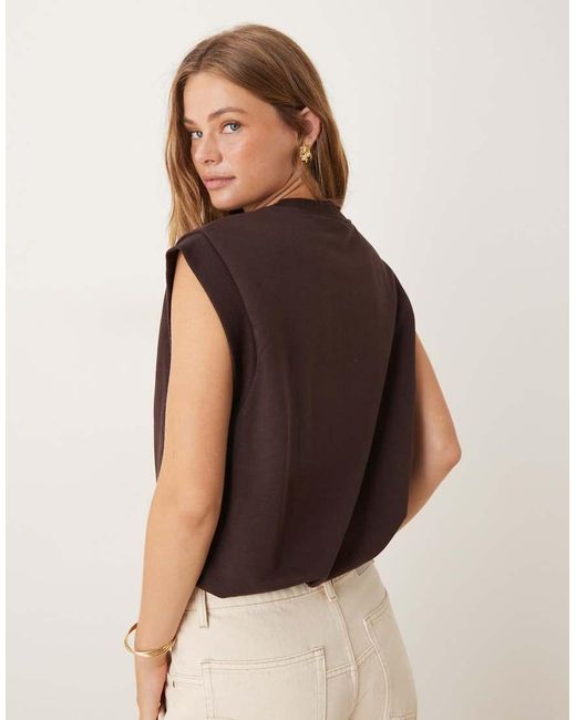 ASOS Brown Bubble Hem Co Ord Sweat Top With Drawstring Detail