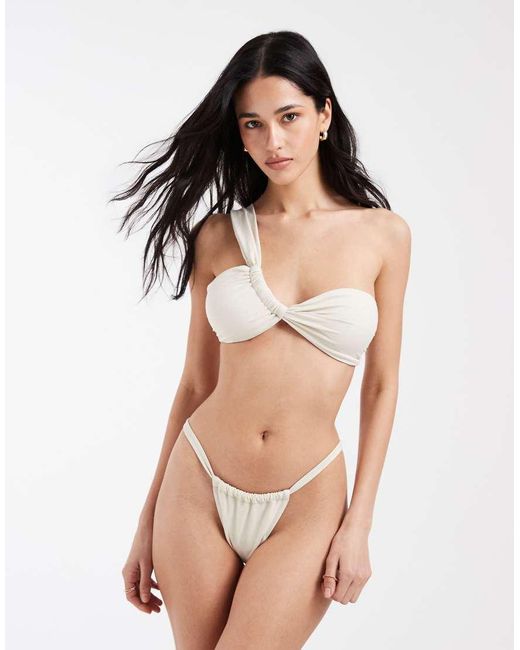 Pieces Natural One Shoulder Bikini Top Co-ord