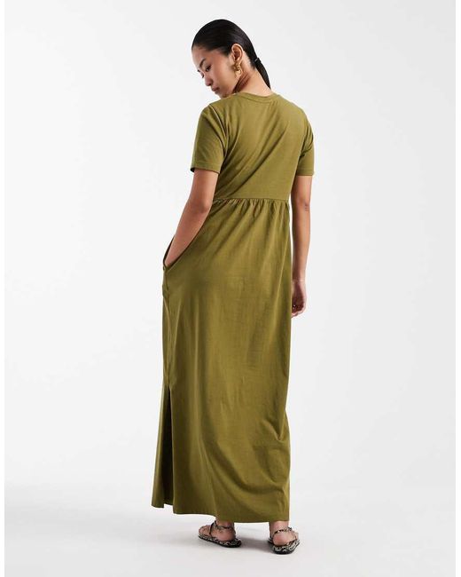Threadbare Green Jersey Short Sleeve Maxi Dress