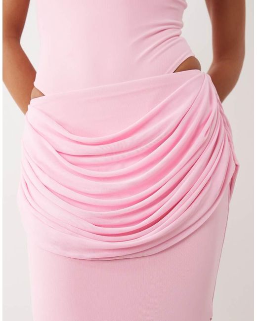 Wanderdoll Pink Gracie Sculpted Drape Detail Maxi Skirt