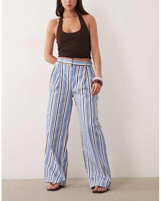 Mango Blue 100% Cotton Baggy Trouser