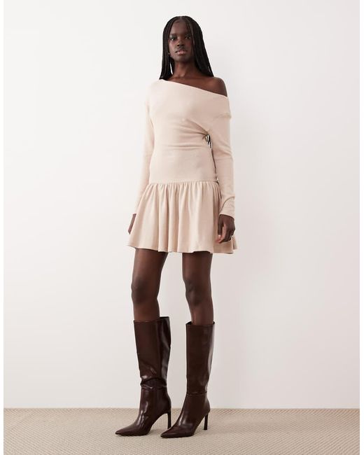 ASOS Pink Supersoft Asymmetric Mini Dress With Dropped Hem Detail