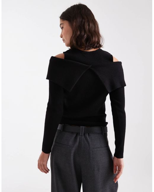 Threadbare Black – langärmliger, schulterfreier pullover