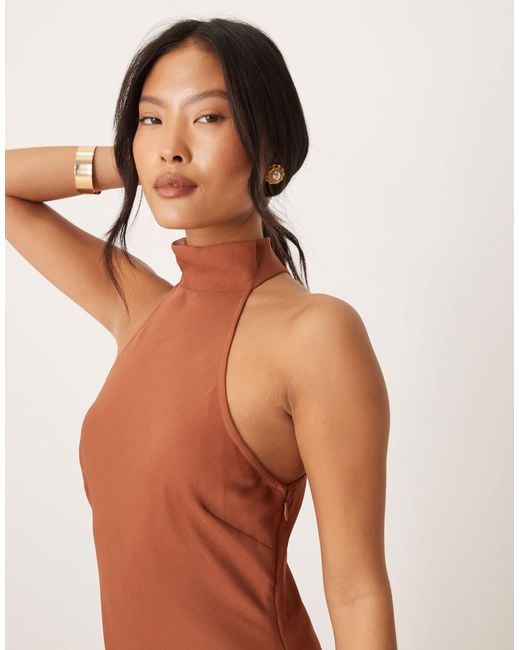 asos petite midi dress ASOS DESIGN Petite dropped shoulders draped slinky midi dress in gold