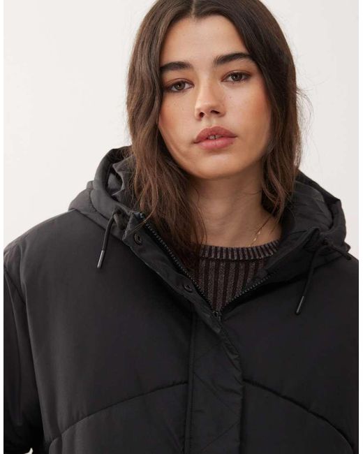 Noisy May Black Hooded Puffer Jacket