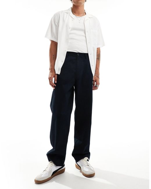 Fred Perry Blue Straight Leg Twill Trousers for men