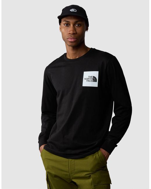 T-shirt à manches longues avec logo encadré The North Face pour homme en coloris Black