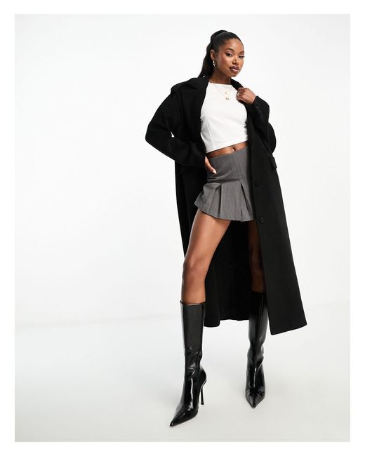 4th & Reckless Black Longline Wool Look Formal Coat