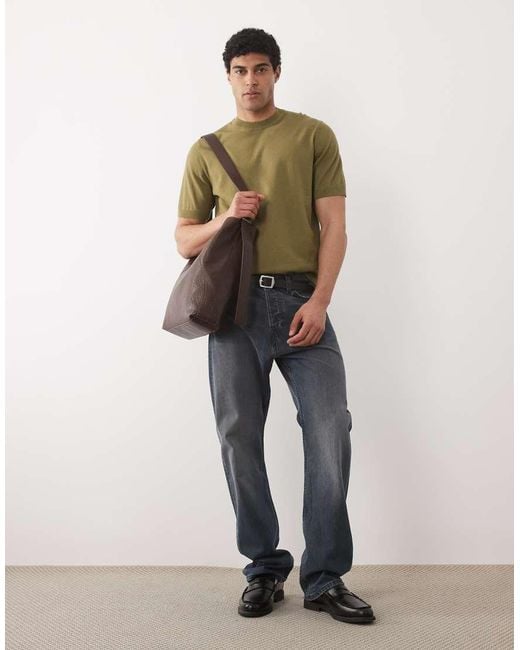 ASOS Green Essential Relaxed Fine-knit Crew-neck T-shirt for men