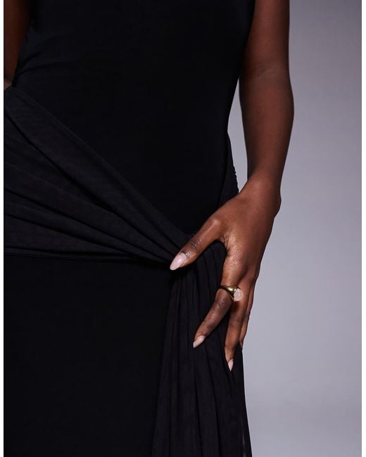 ASOS Blue High Neck Maxi Dress With Double Split