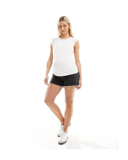 Vero Moda White T-shirt With Broderie Sleeve Detail