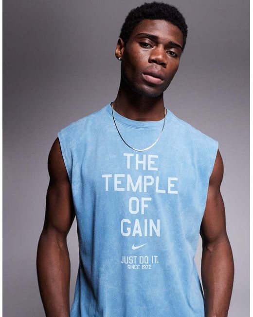 Nike Blue The Temple Of Gain Graphic Vest for men