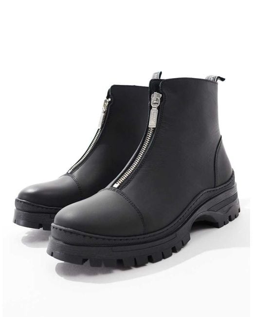Barbour Black Cora Leather Zip Up Ankle Boots