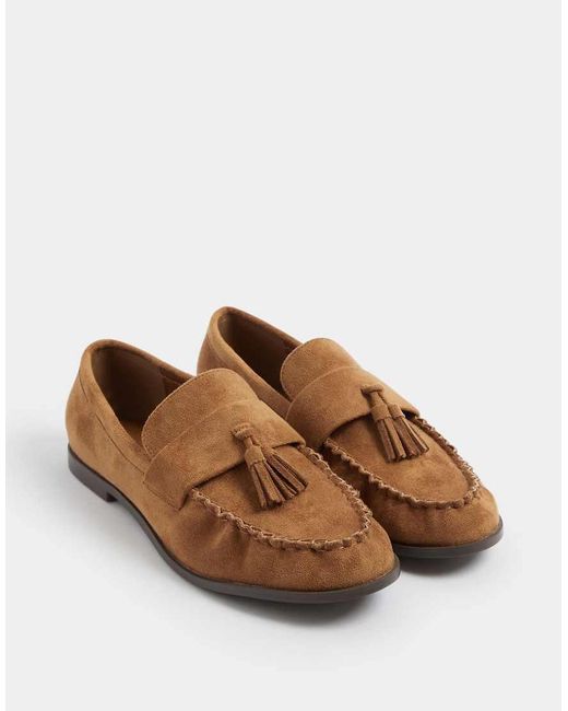 Long Tall Sally Brown Faux Suede Tassel Loafers