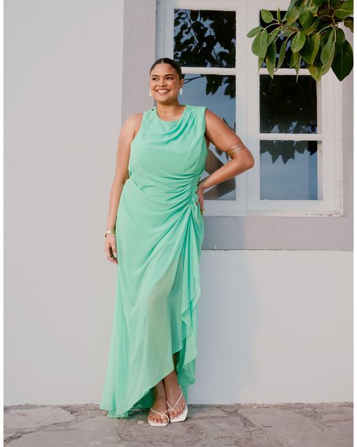 ASOS Green Asos design curve – gerüschtes maxikleid