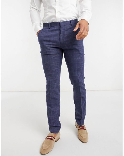 Tommy Hilfiger Extra Slim Fit Smart Trousers in Blue for Men | Lyst
