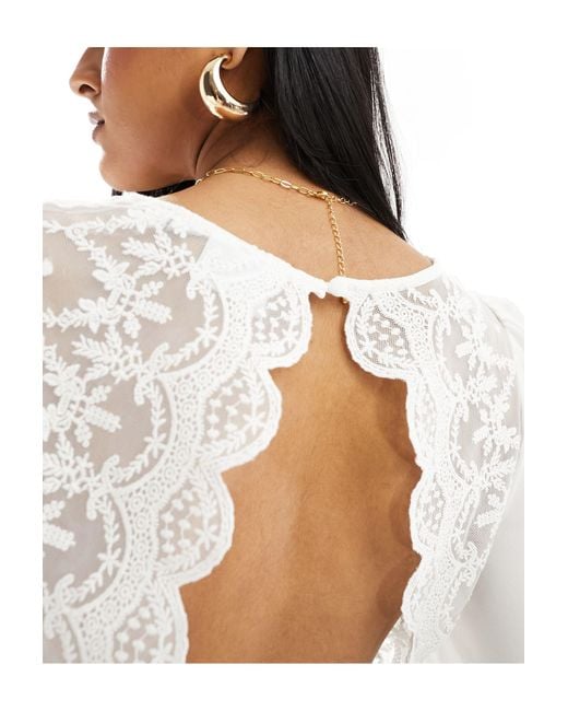 Vila White Bridal Lace Open Back Maxi Dress