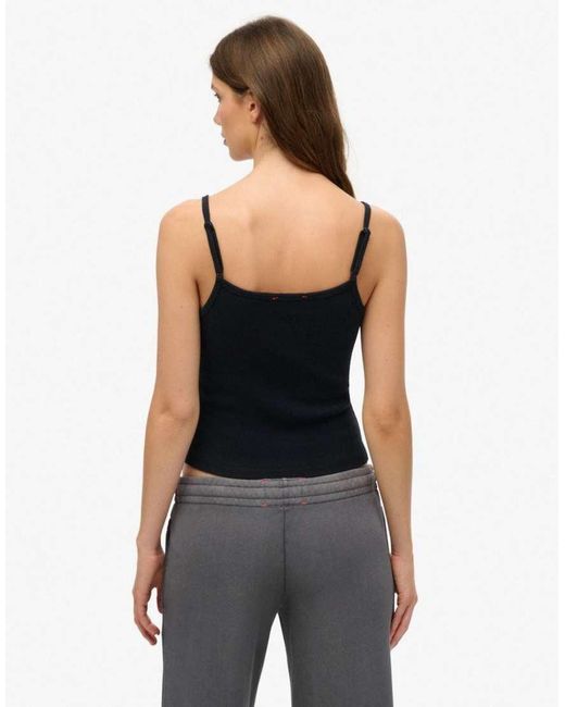 Superdry Multicolor Athletic Essentials Embroidered Button Cami Top