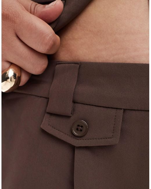 Pieces Plus Brown Pieces Curve Tailored Multiway Button Leg Trouser Co-ord