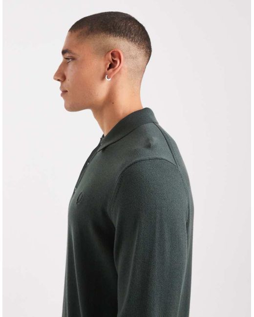 Fred Perry Gray Knitted Polo Jumper for men