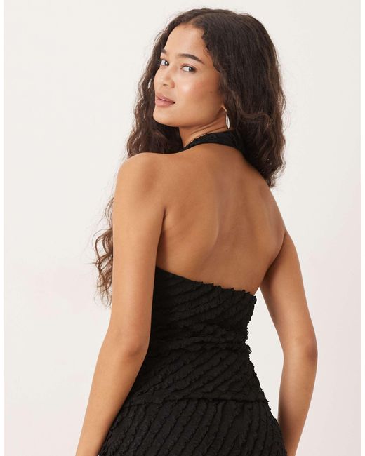 ASOS Black Ruffle Halterneck Top