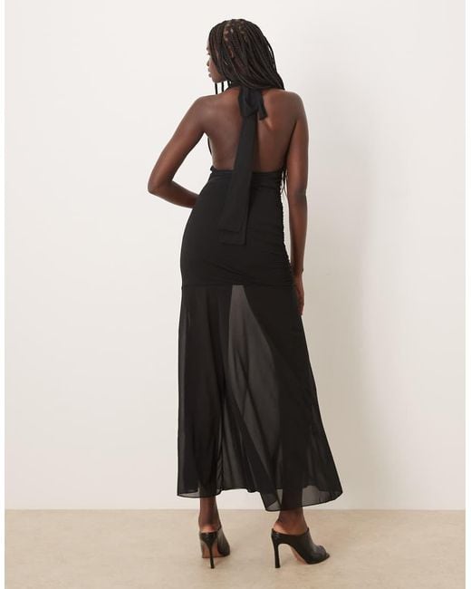 Gina Tricot Natural Halterneck Dropped Waist Maxi Dress