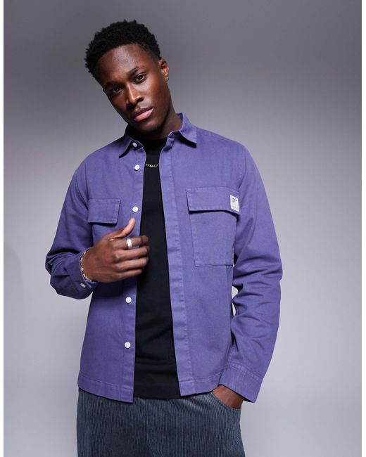 ASOS – kastige hemdjacke in Purple für Herren