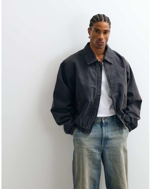 Weekday Blue Canvas Bomber Jacket for men