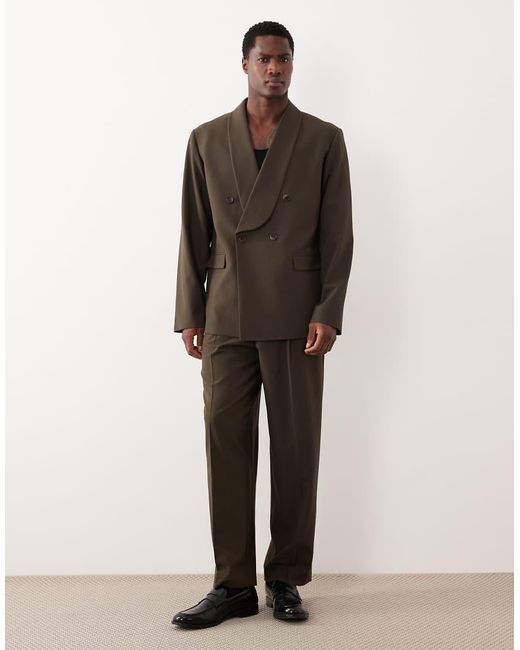 ASOS Brown Boxy Cropped Shawl Suit Jacket for men