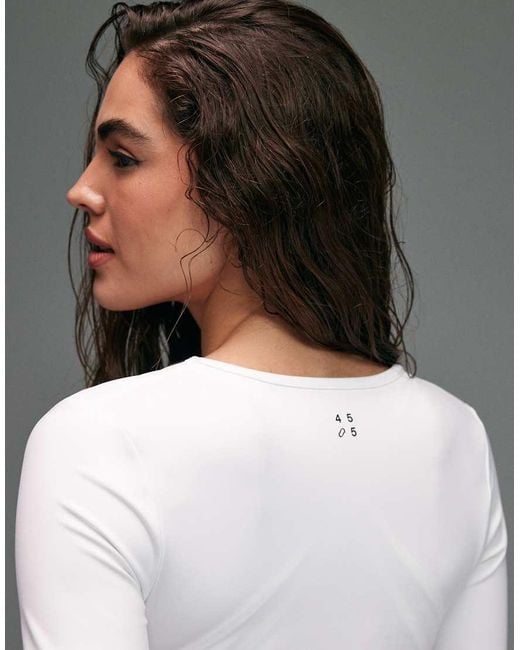 4505 Gray Active Square Neck Long Sleeve Top