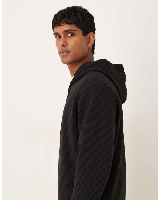 ASOS Black Co-ord Relaxed Hoodie With Ribbed Texture for men