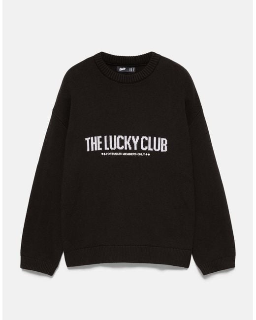 Pull en maille graphique Pull&Bear pour homme en coloris Black
