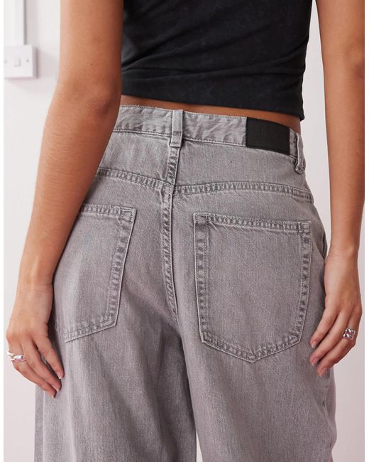 Monki Gray Giga Ultra Loose Fit Low Rise Jeans