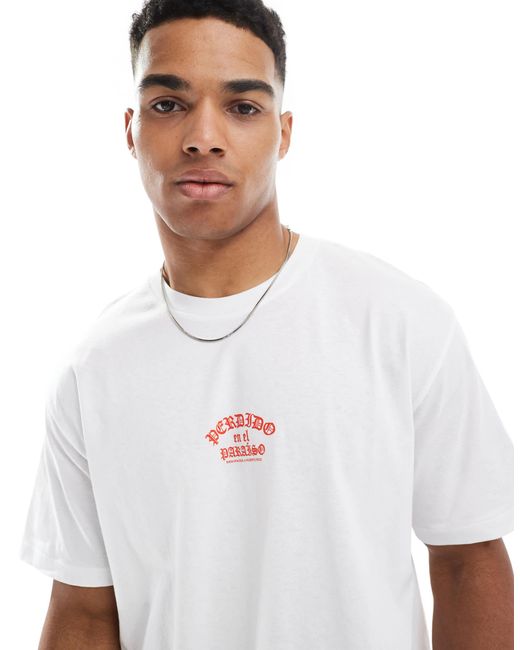 T-shirt oversize avec imprimé jungle au dos Jack & Jones pour homme en coloris White