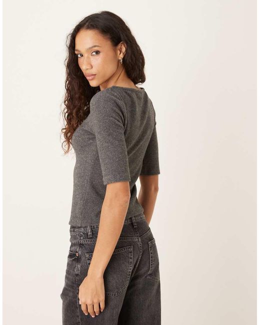 ASOS Gray Half Sleeve Button Through Supersoft Cardigan