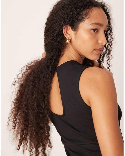 ASOS Black Cotton Sleeveless Midi Dress