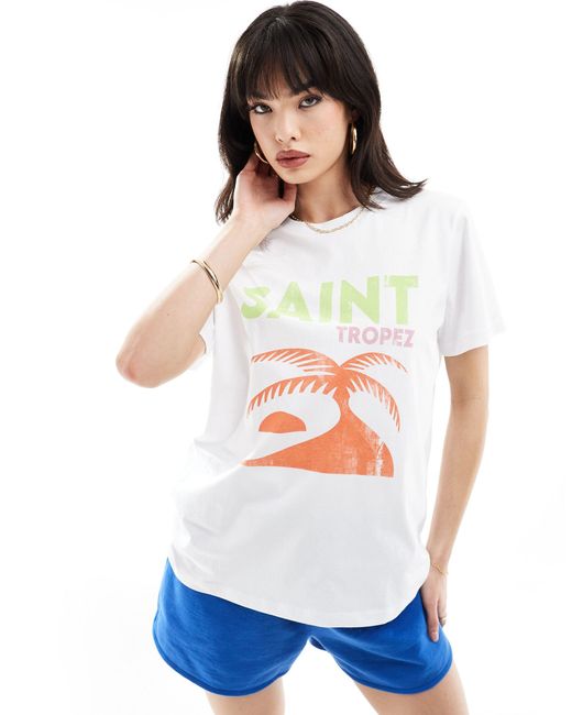 ASOS White Regular Fit T-shirt With Saint Tropez Vintage Graphic