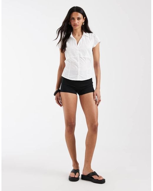 Hollister White Short Sleeve Tie Back Shirt
