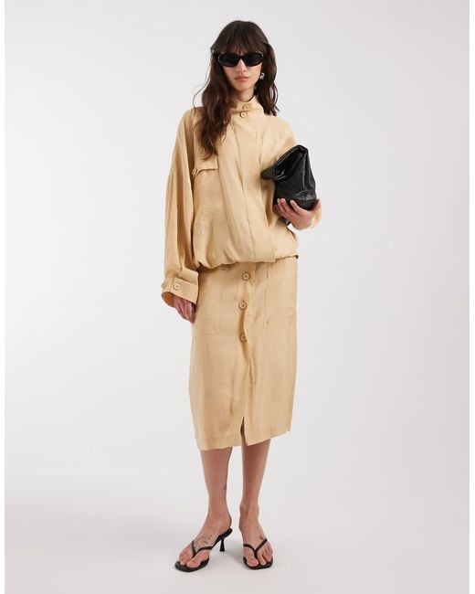 ASOS Natural Modal Blend Utility Funnel Neck Bubble Shacket