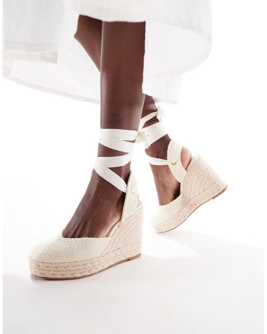 Stradivarius Pink Tie Up Espadrille Wedge
