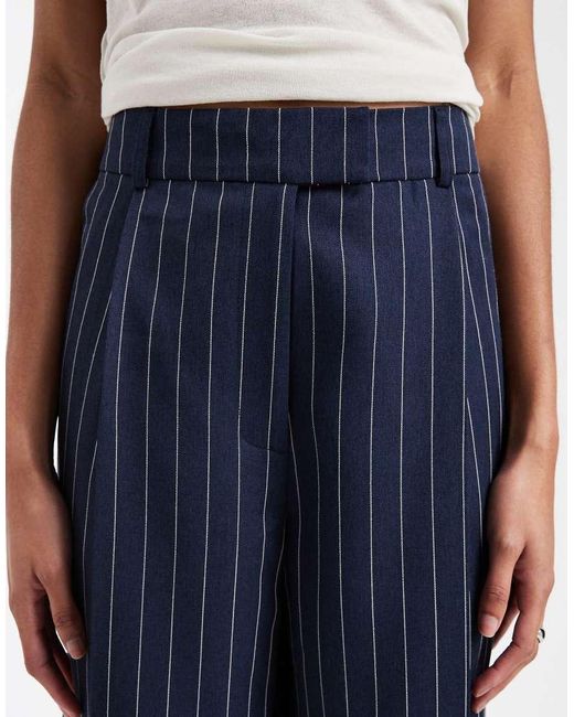 ASOS Blue Tall Tailored Low Rise Wide Leg Mansy Trousers