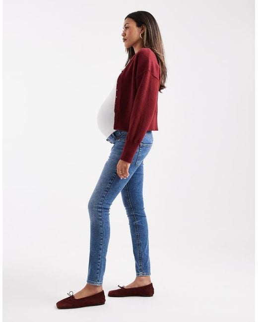 Vaqueros De Corte Pitillo Ultimate De Asos Design Maternity ASOS de color Blue