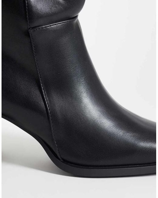 SEQWL Blue Fisher Block Heeled Mid Ankle Boots