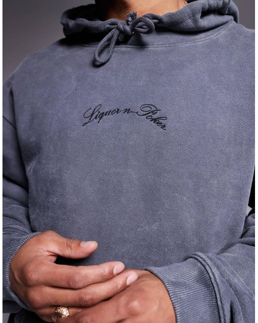 Liquor N Poker – oversize-kapuzenpullover in Blue für Herren