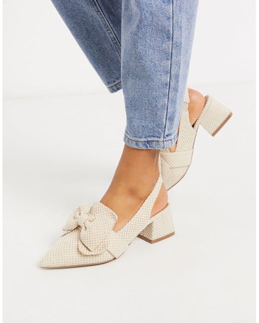 ASOS Natural Salsa Slingback Mid-heels With Bow