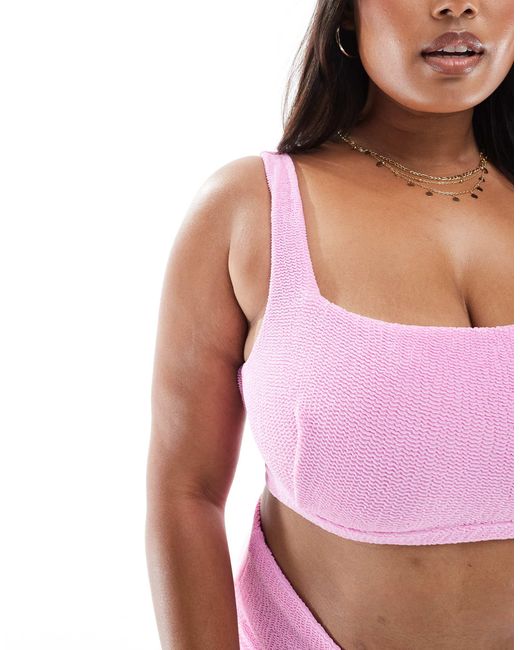 ASOS Pink Asos design curve – charlene – strukturiertes cropped bikinioberteil